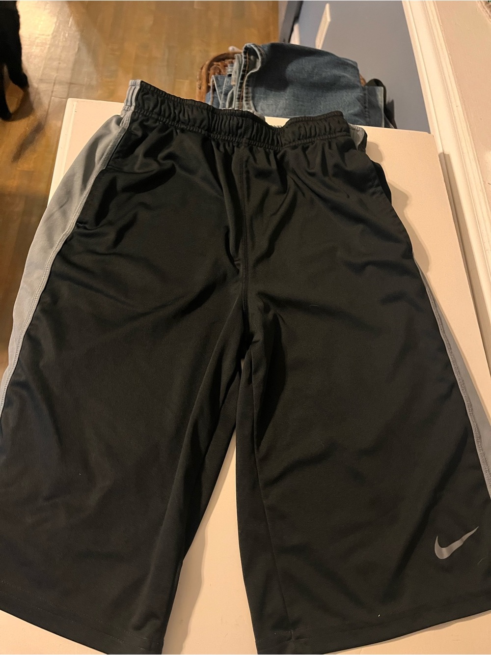 Men’s Black Nike Athletic Shorts with Side Stripe